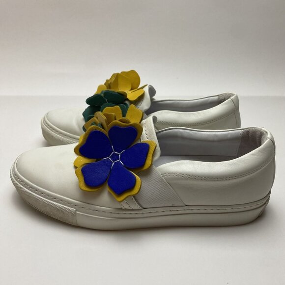 Lanvin Paris Flower Motif Leather Sneakers Size 37 - Picture 2 of 8
